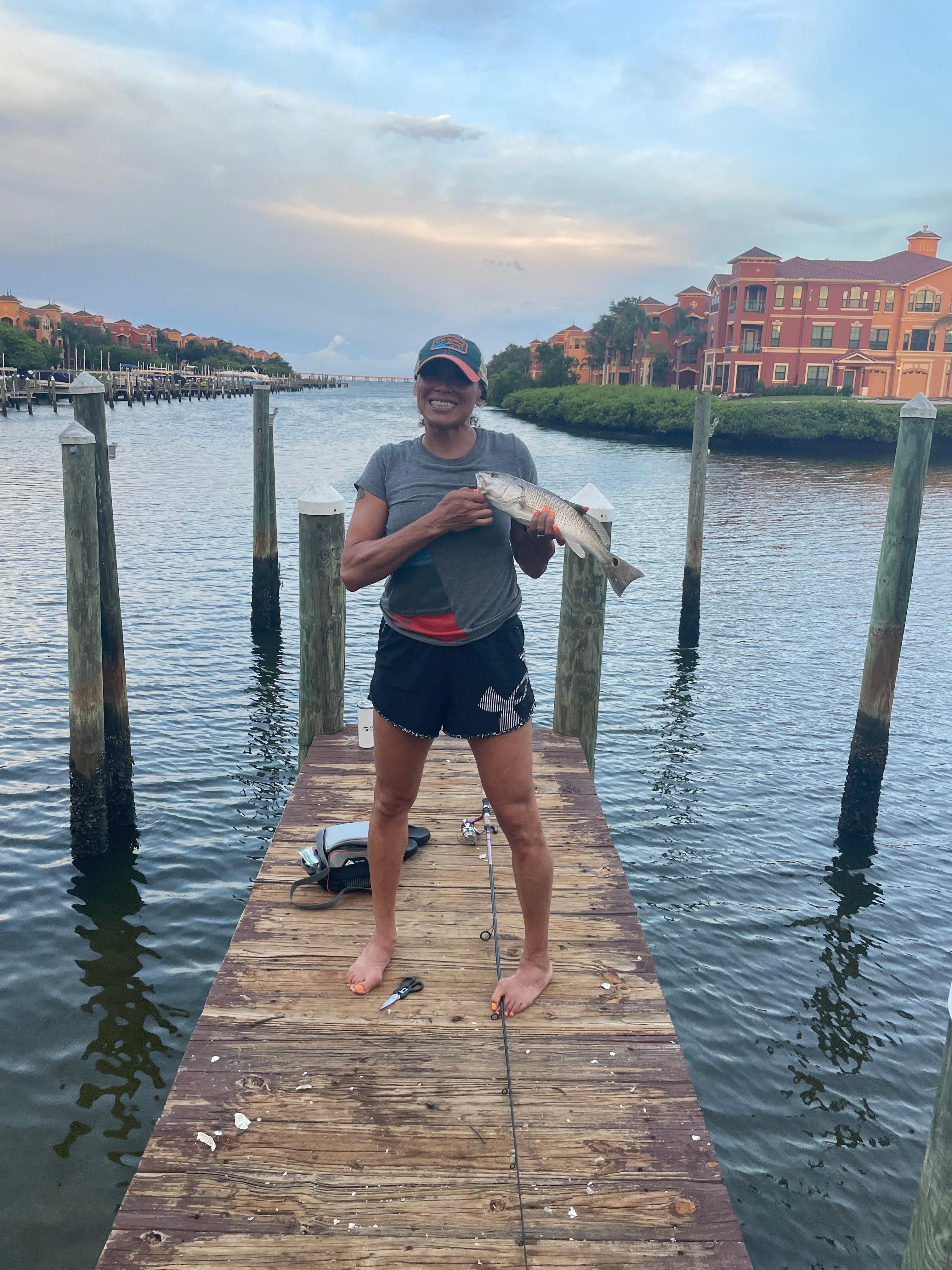 Fishing off the dock on the northern part of the property.