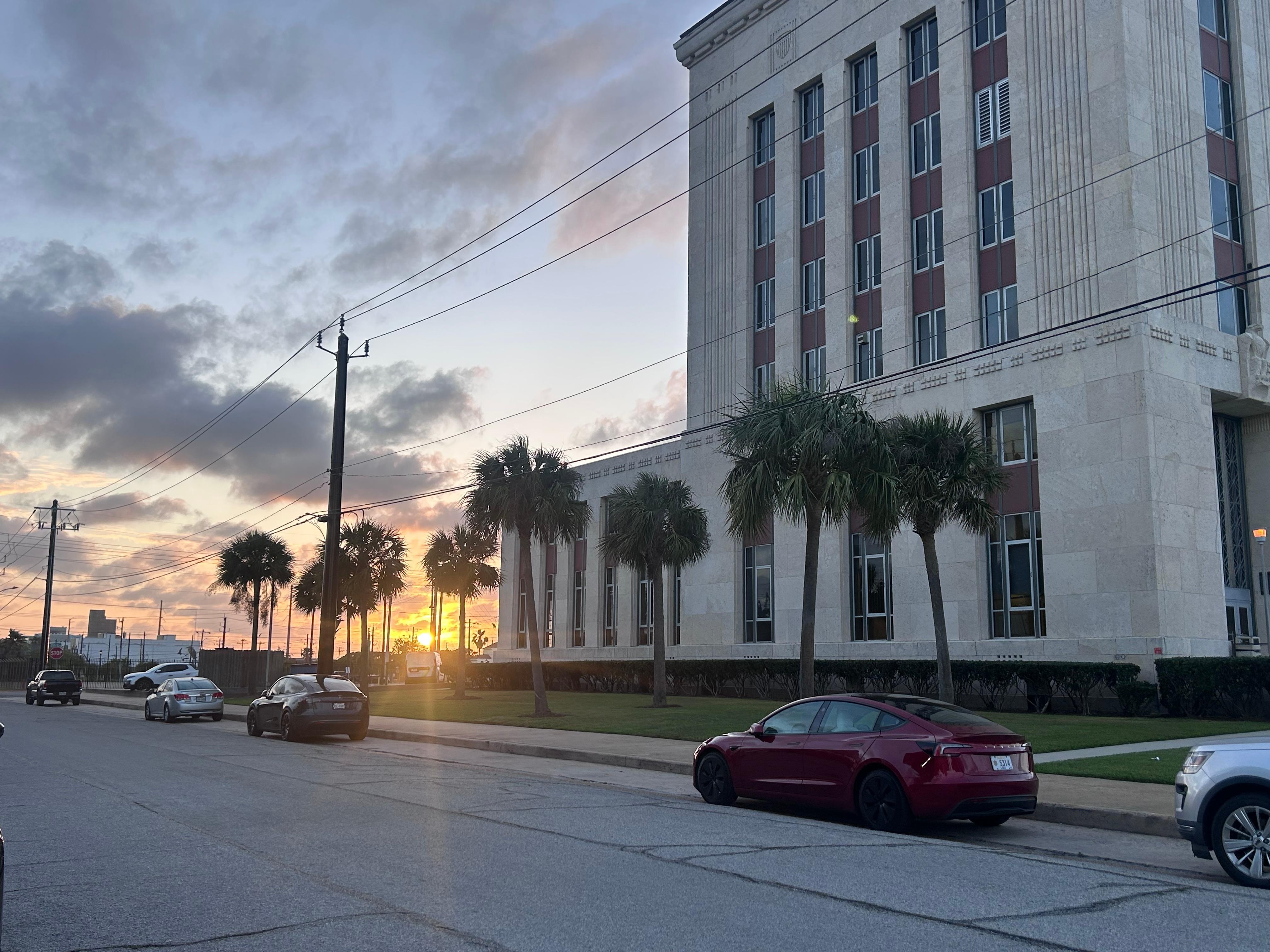 Sunset at the post office.