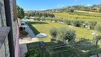 Vista del giardino dal terrazzo della camera al primo piano