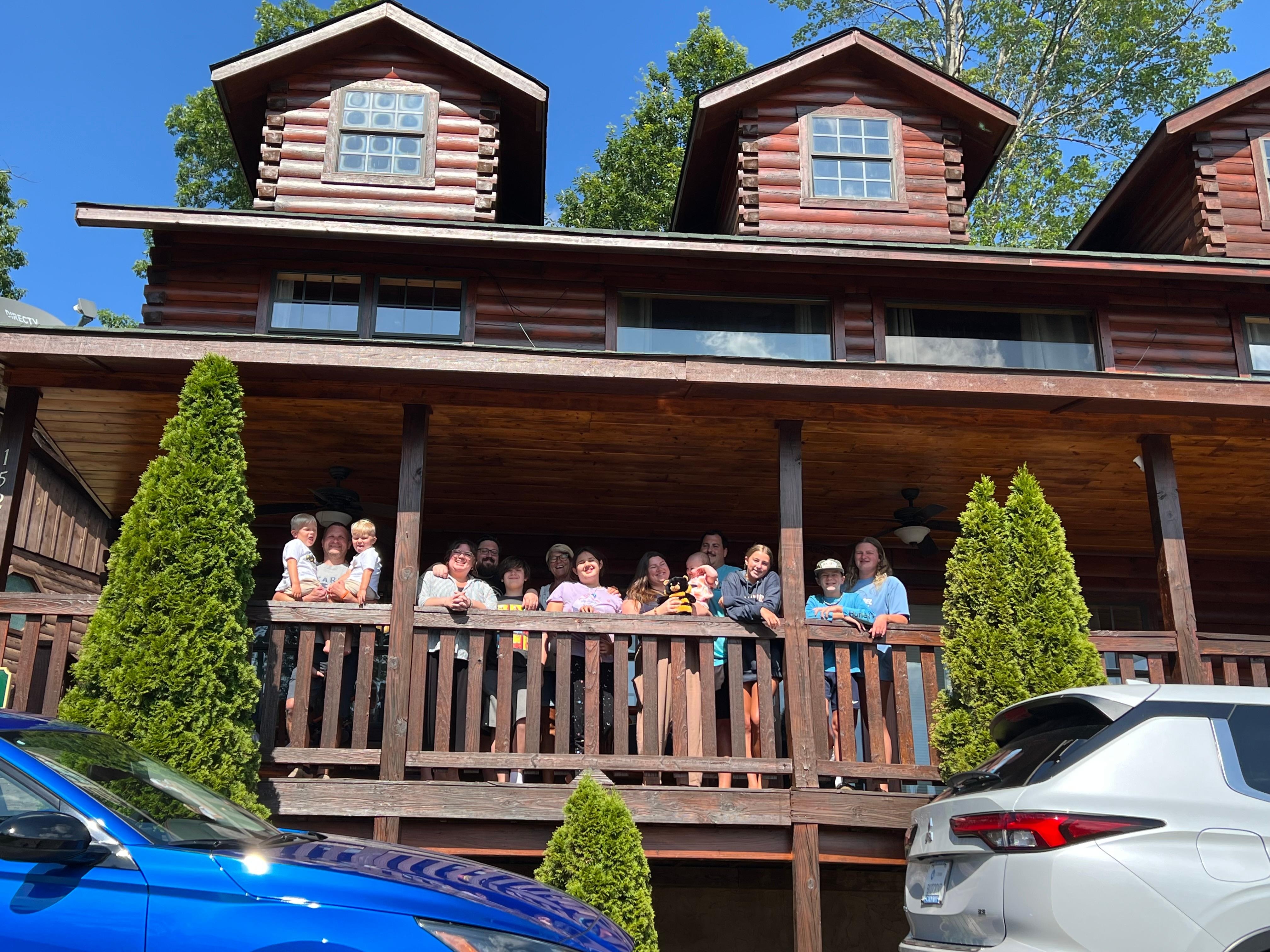 A family photo on the front porch.