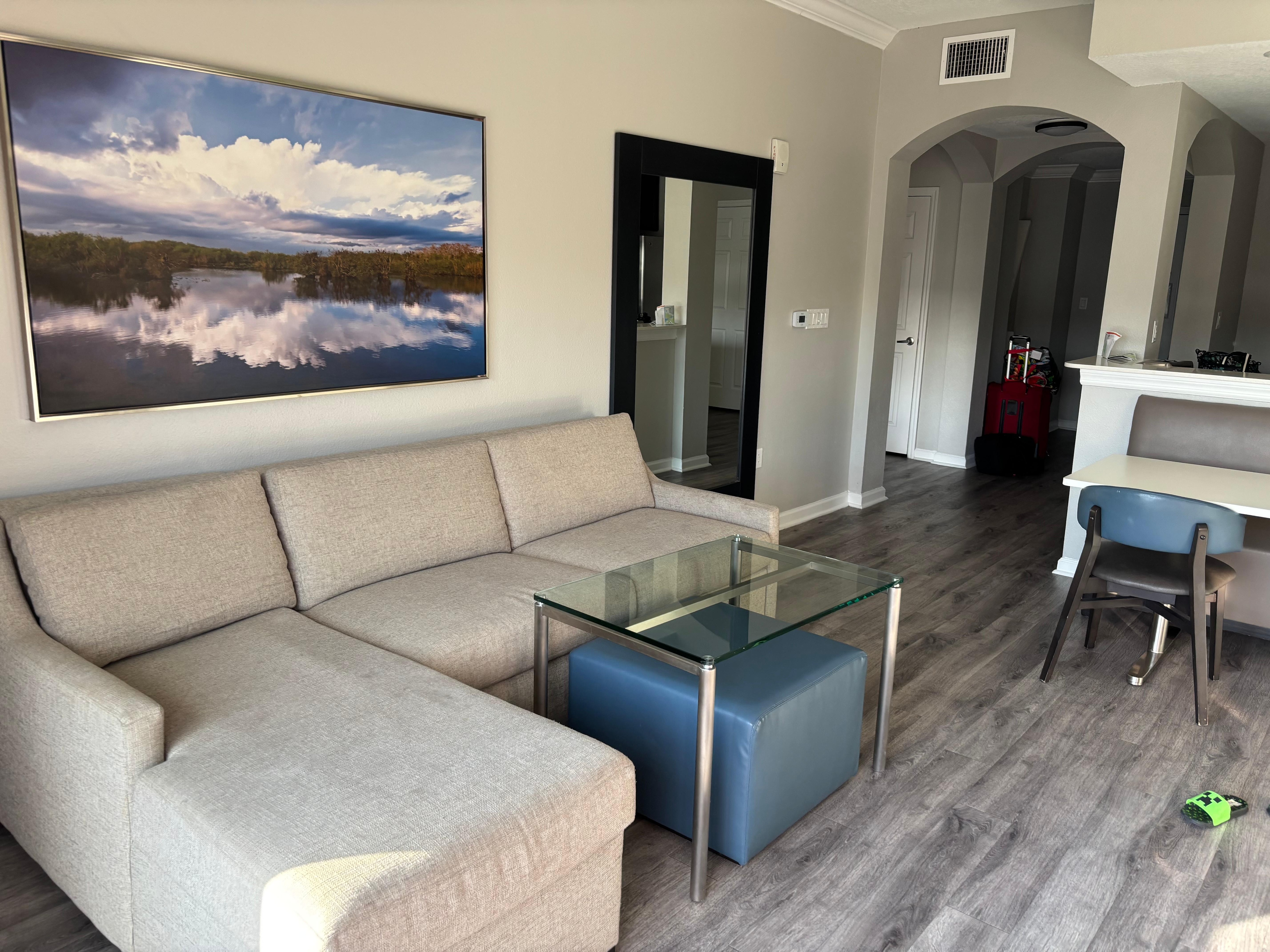 Couch was so comfy and the patio is screened loved it 