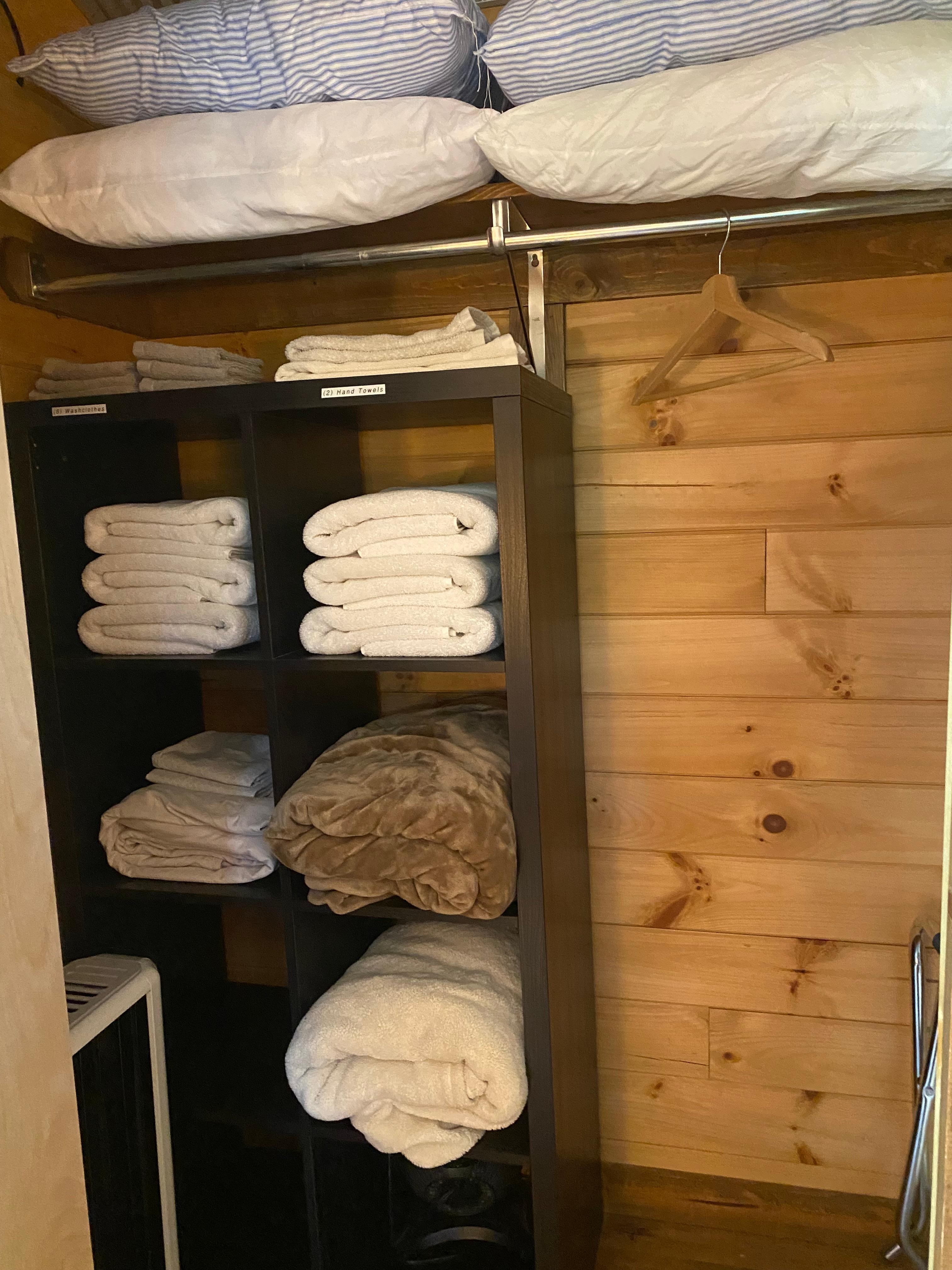 Plenty of towels, sheets, pillows, whatever you need