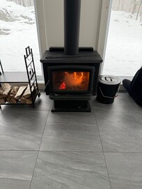 My favorite spot was in front of the fireplace!