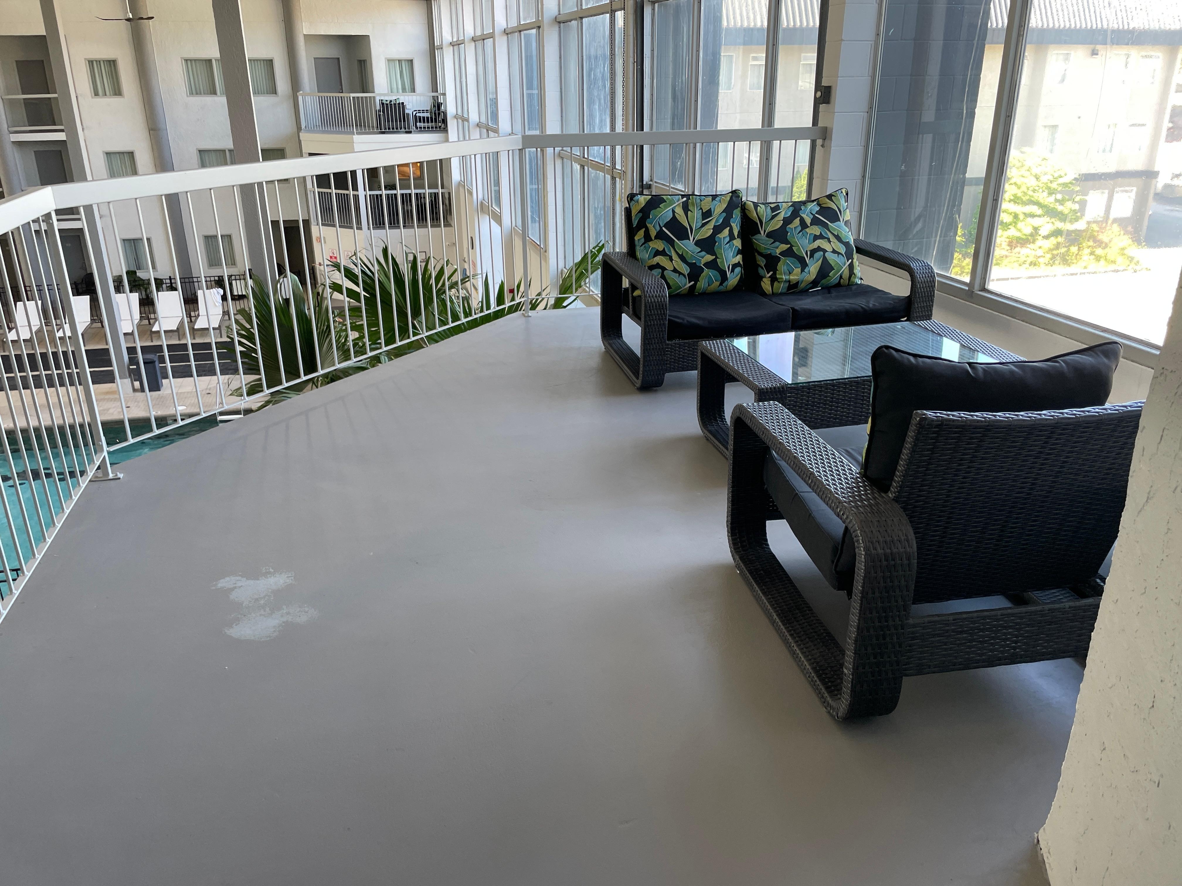 Patio overlooking atrium
