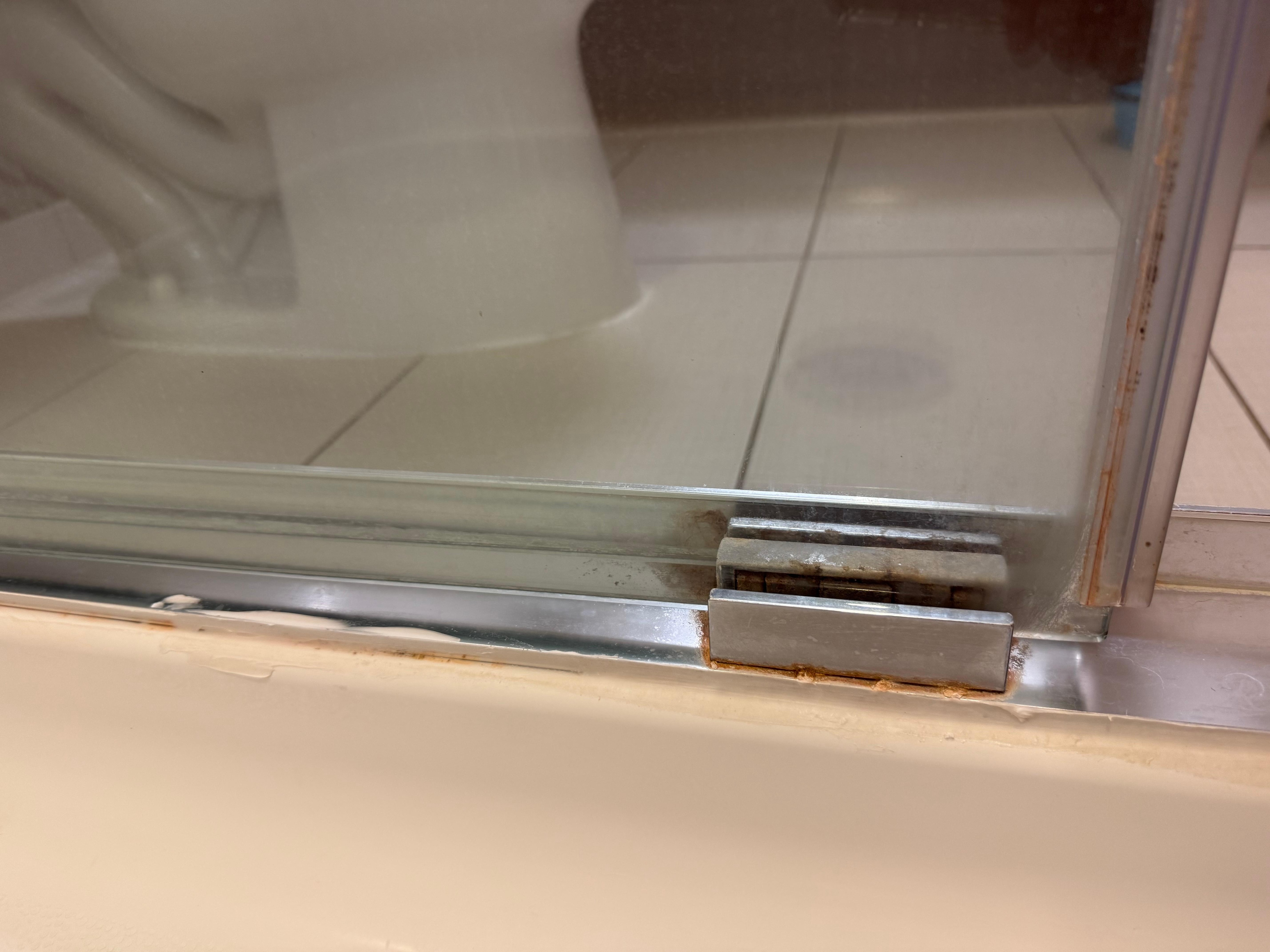 Rust and pink mildew in shower