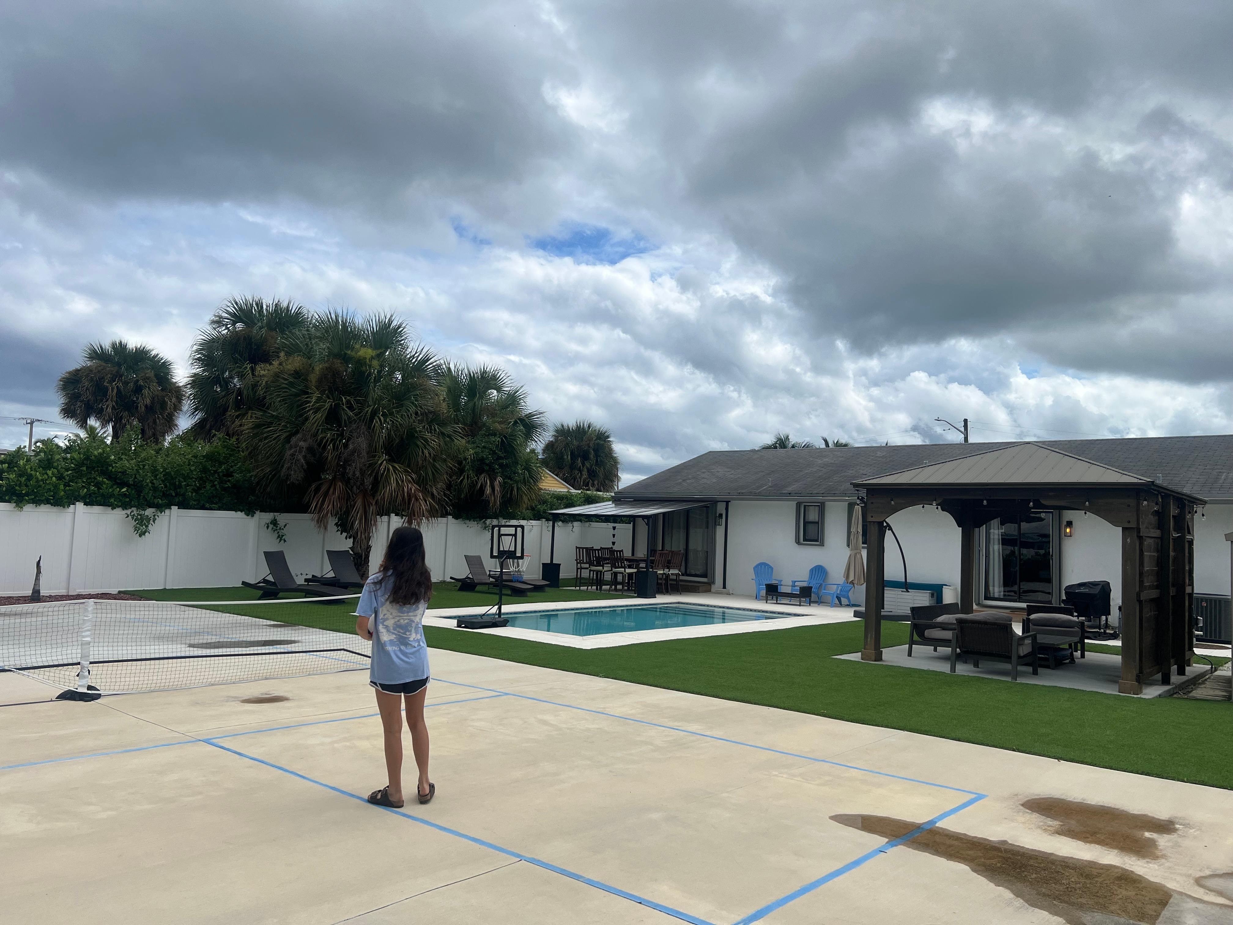 View from the back of the pickleball court