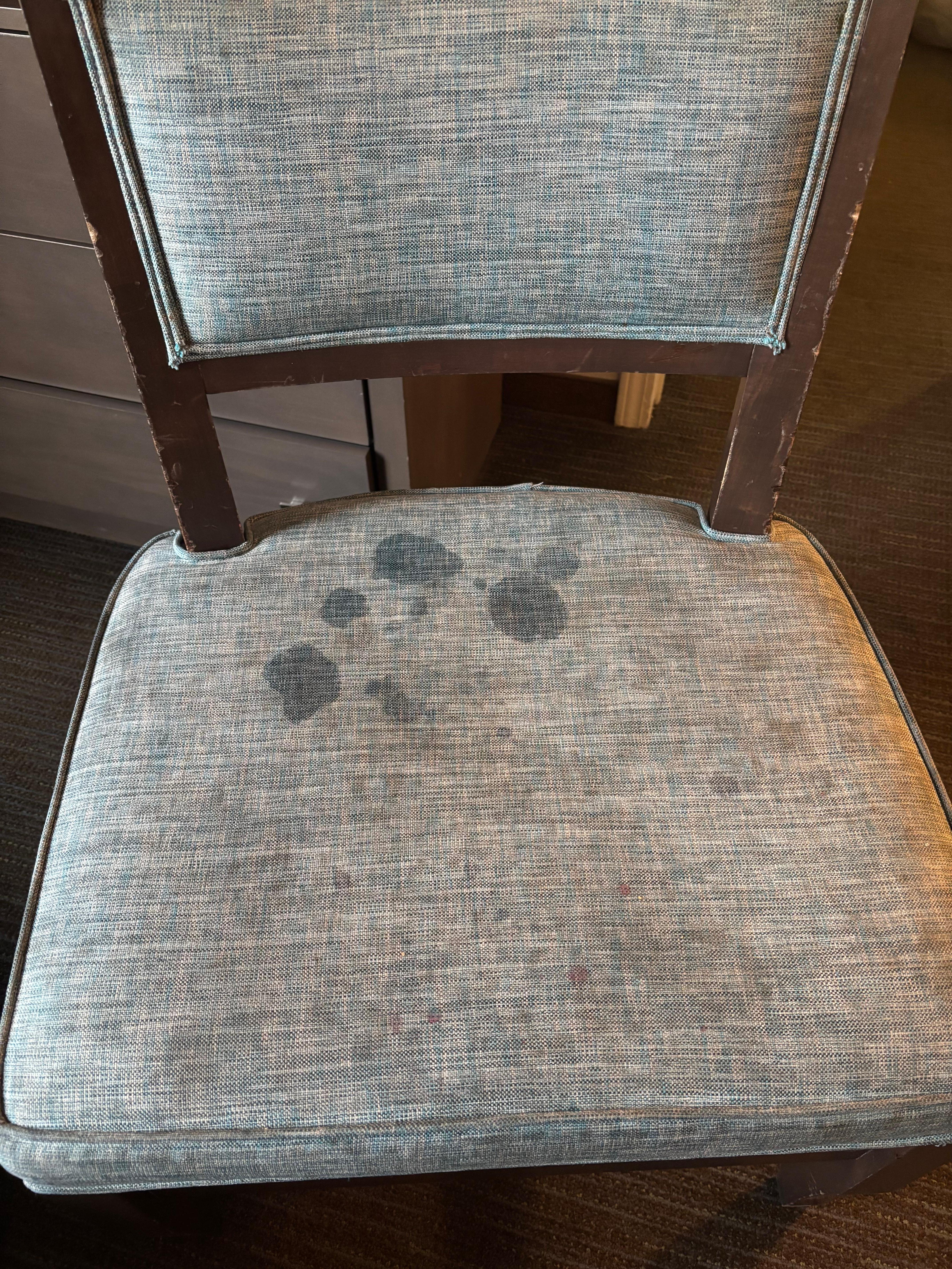Chairs with unknown stains-couldn’t even sit on them.