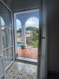 View from room overlooking pool