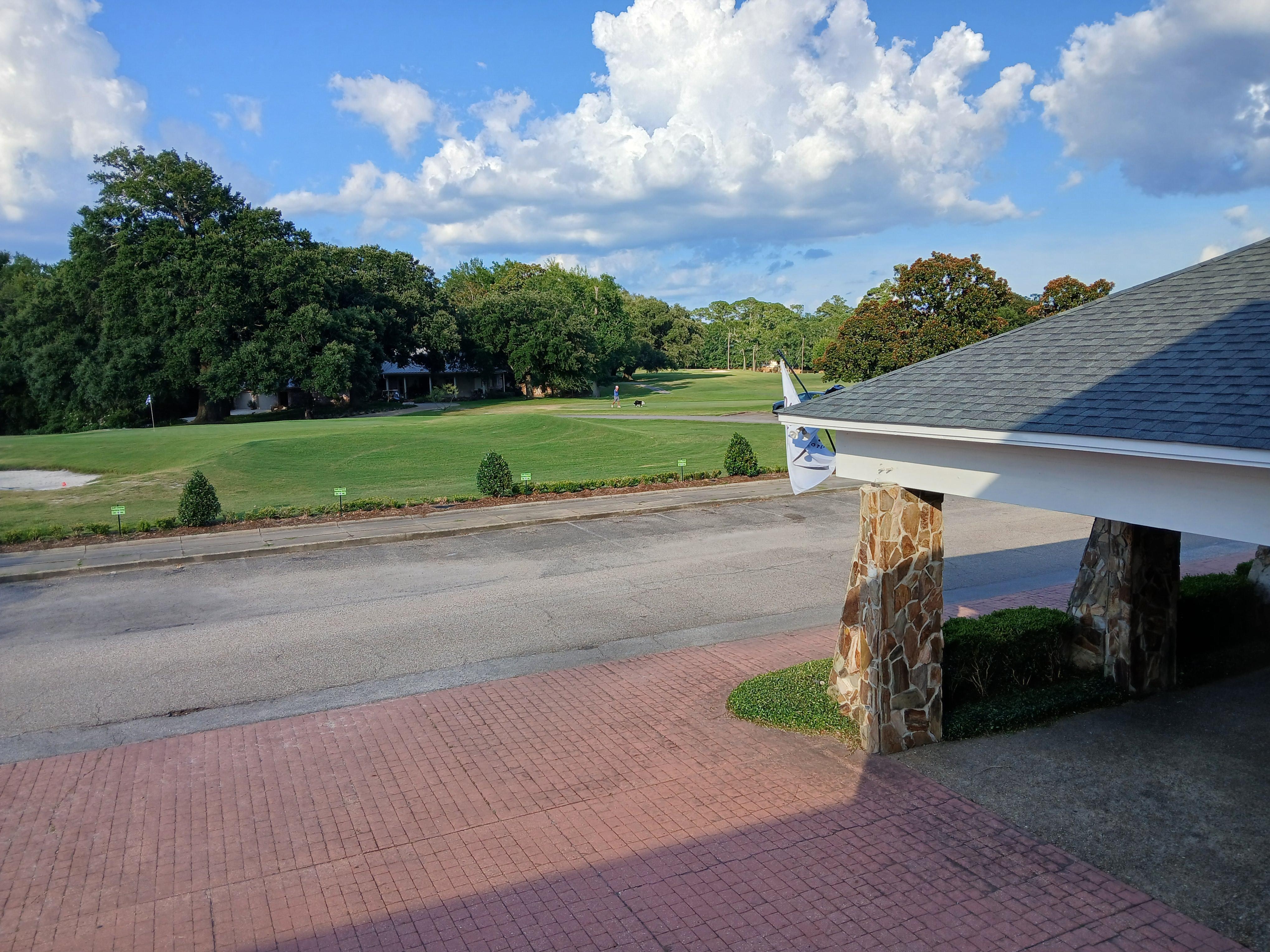 Looking at the 18th hole of the golf course.