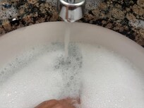 I was washing baby bottles and could not do it properly to get the soap off the bottles because the sink was clogged up. I had to use the bathtub spout instead.