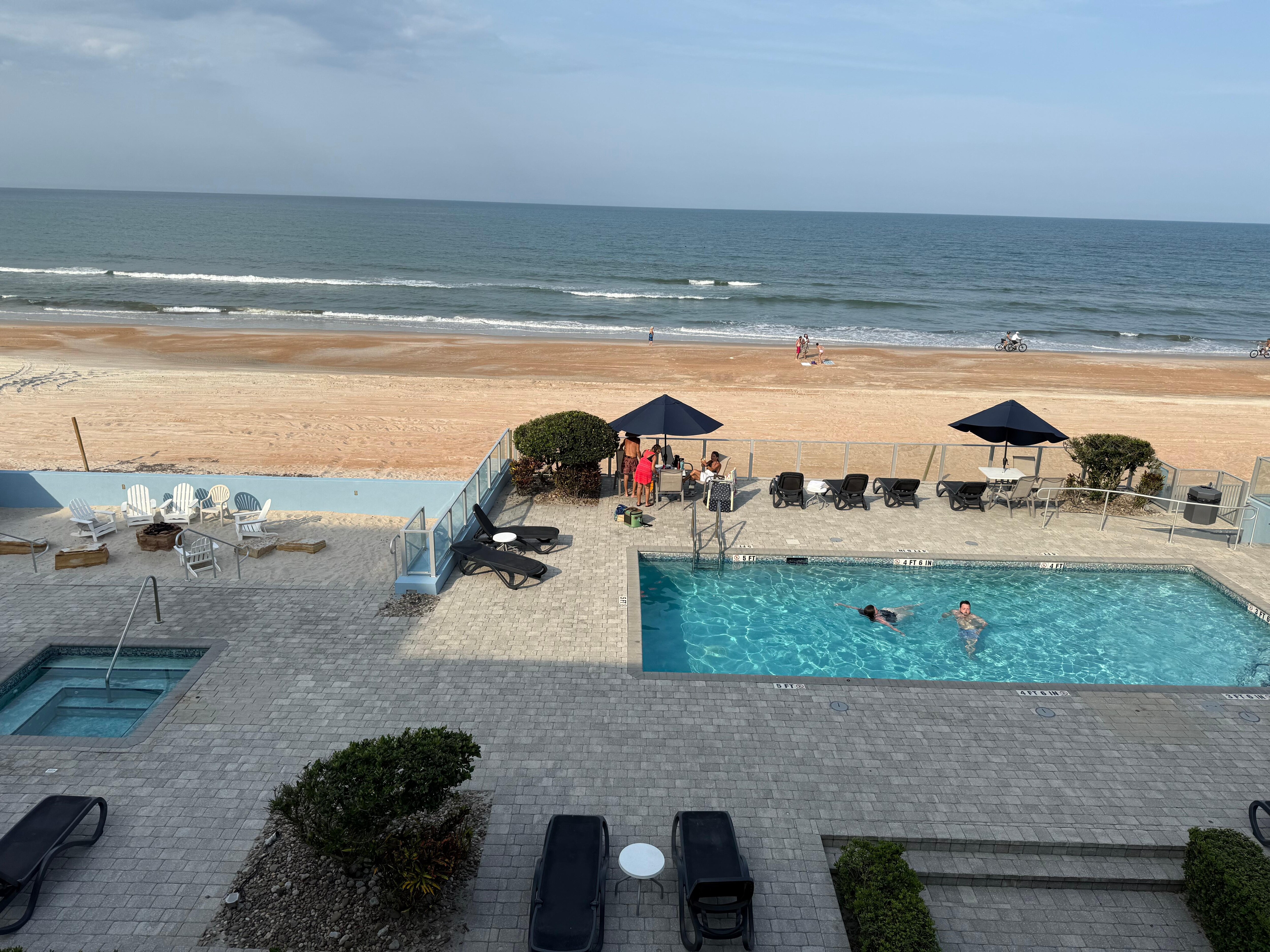 View from our second floor room looking straight towards the beach