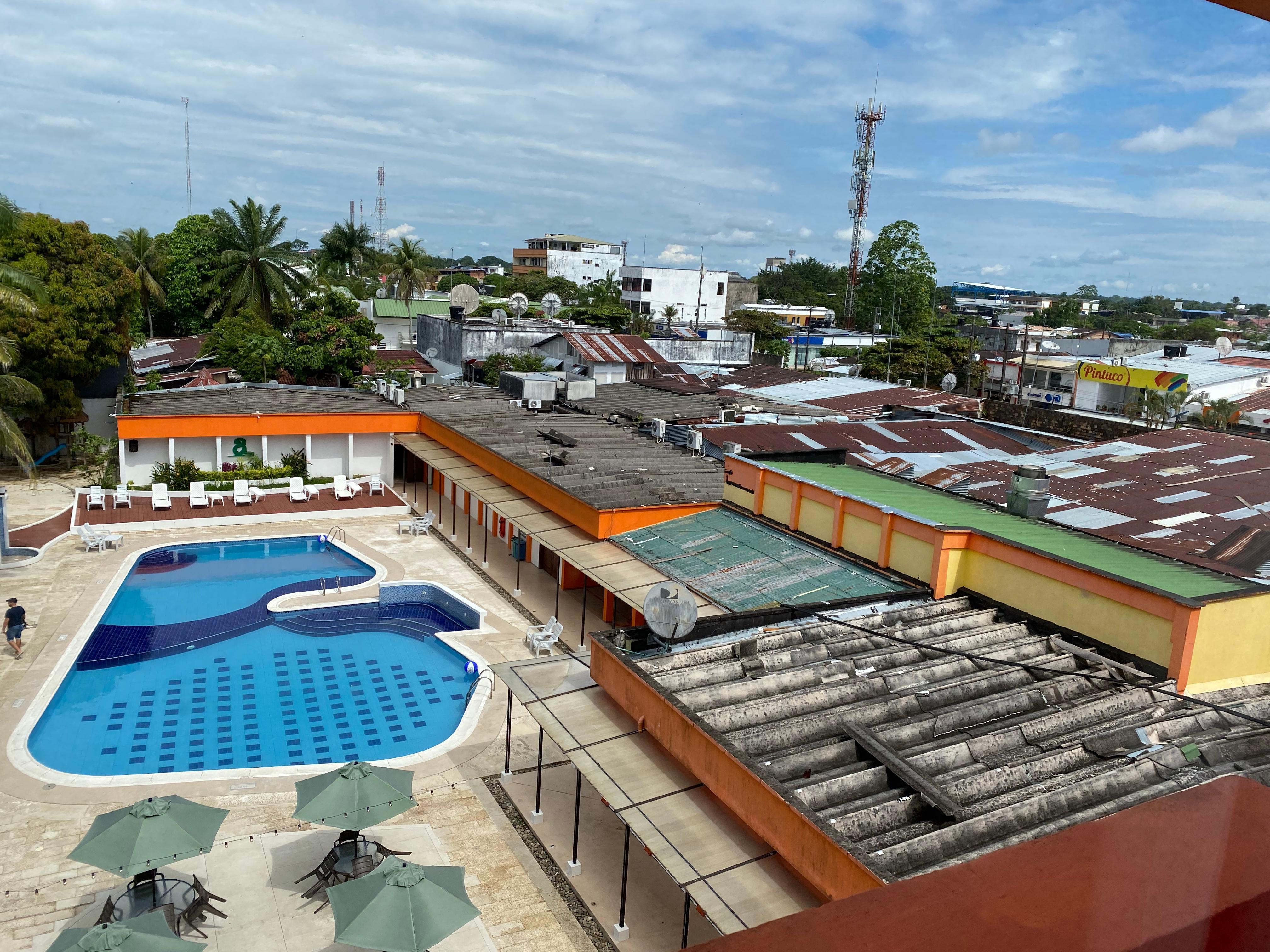 view of pool area from 4th floor room 