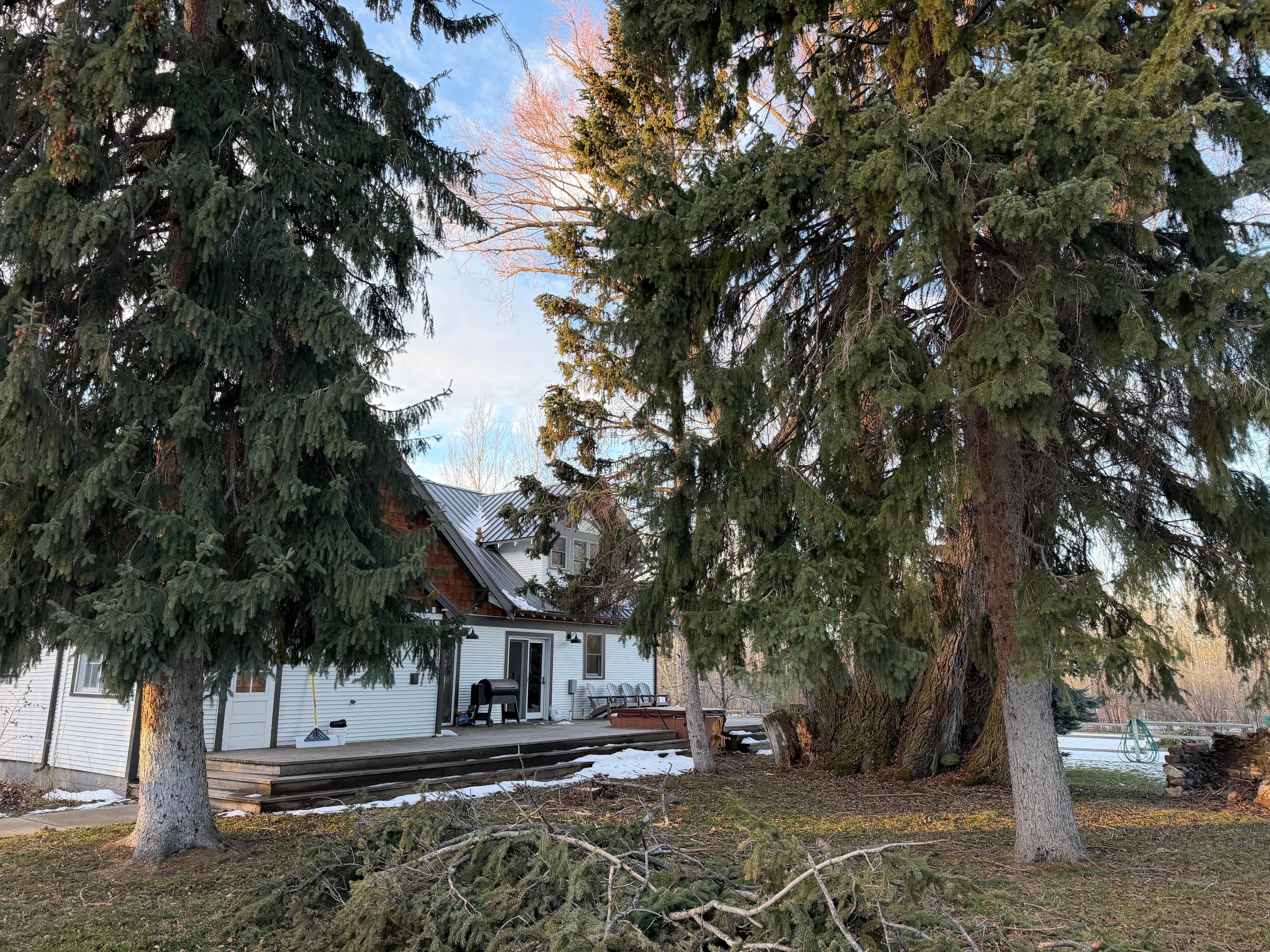 Back deck from the  driveway.  