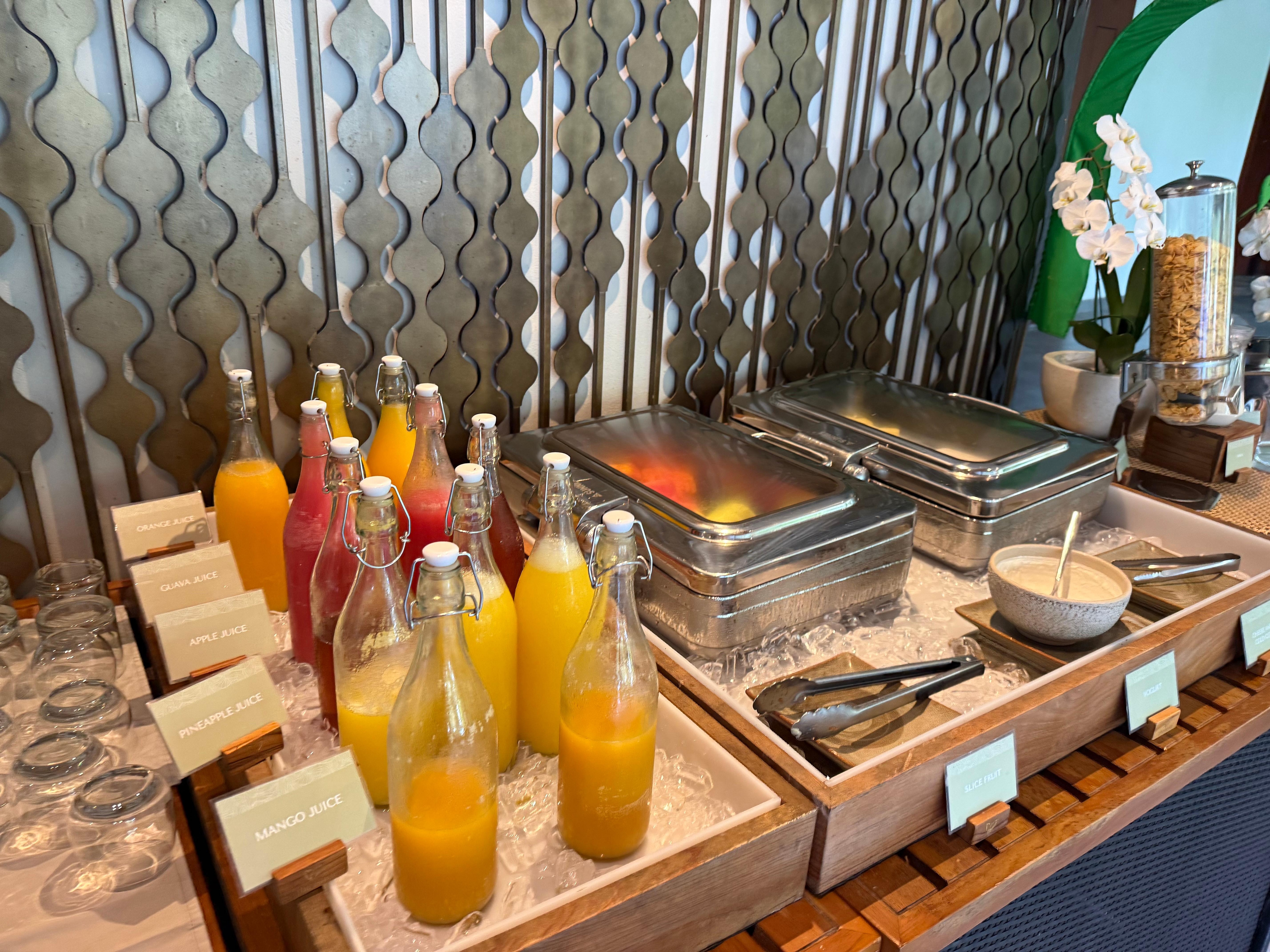 Fresh juices and fruit for breakfast!