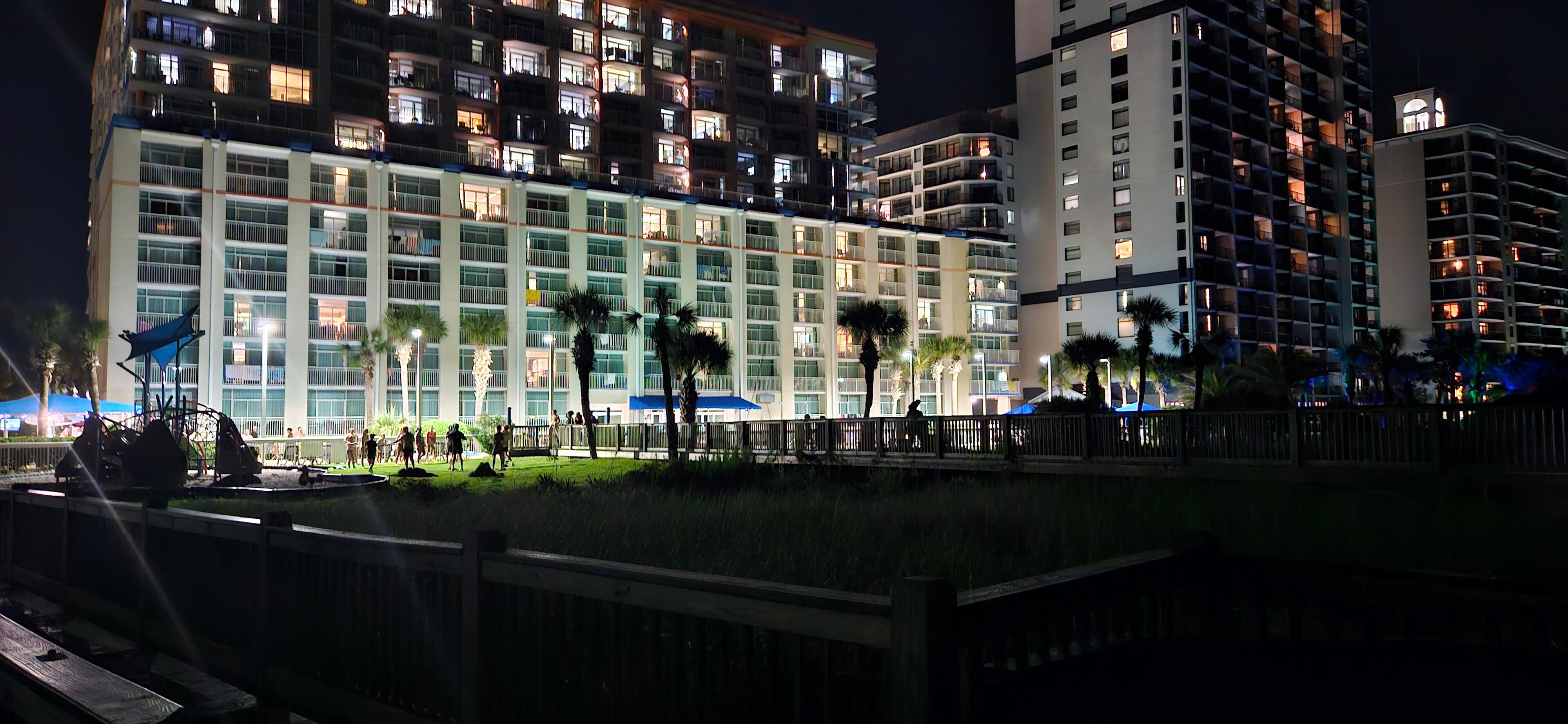 Night time view of the resort