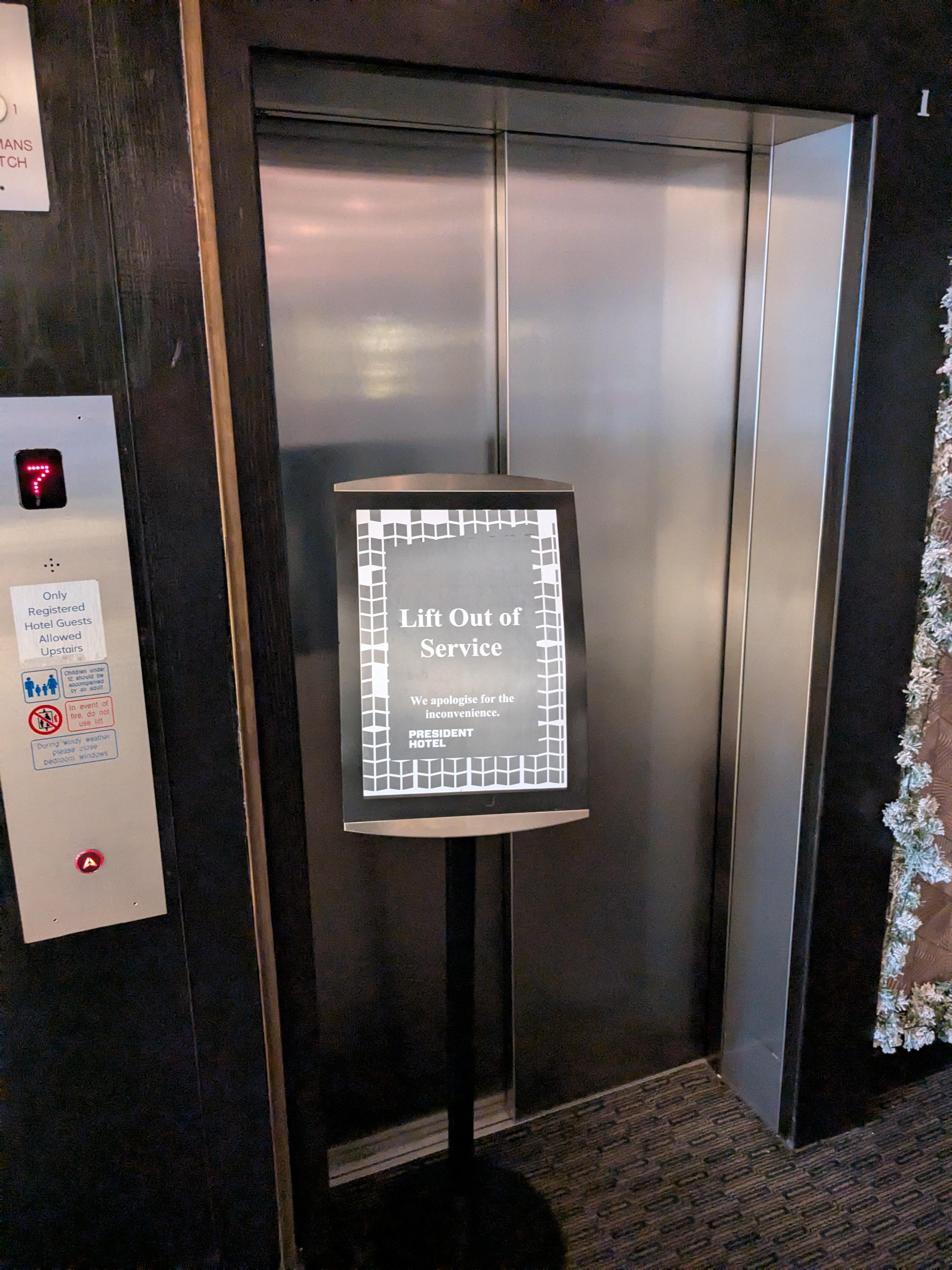 the sketchy elevator to the 7th floor was out of commission most of the time