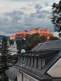 The fortress at sunset on our first night in Salzburg.