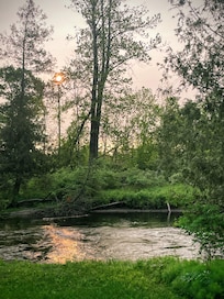 Early Saturday morning view from the back porch at the Lazy Sturgeon
