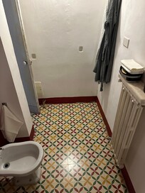 The bathroom we received. Mind you shower is down an entire flight of stairs in a separate basement area. Completely separate