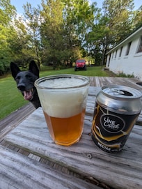 Enjoying the deck and picnic table.