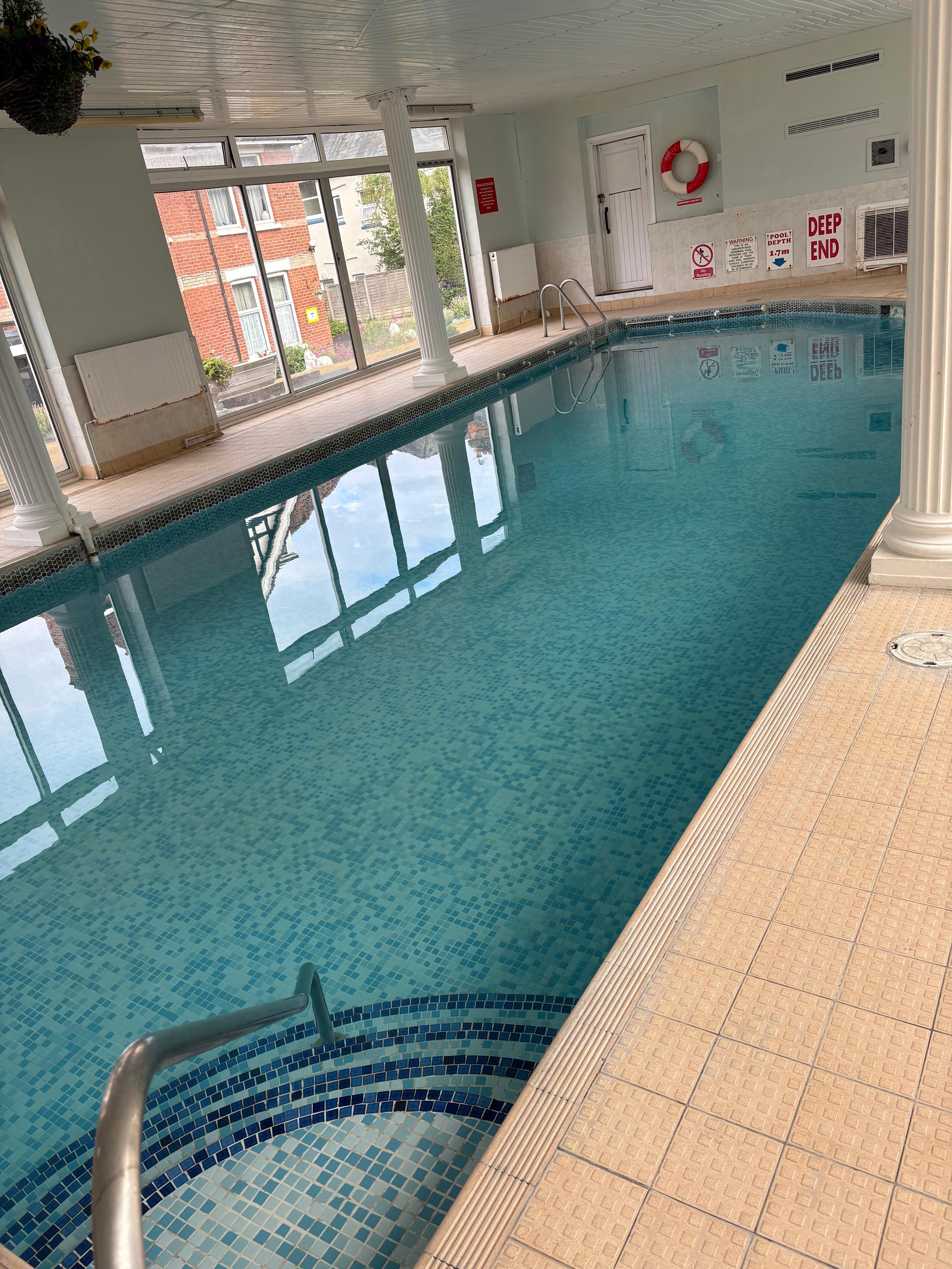 Pool which was warm. 