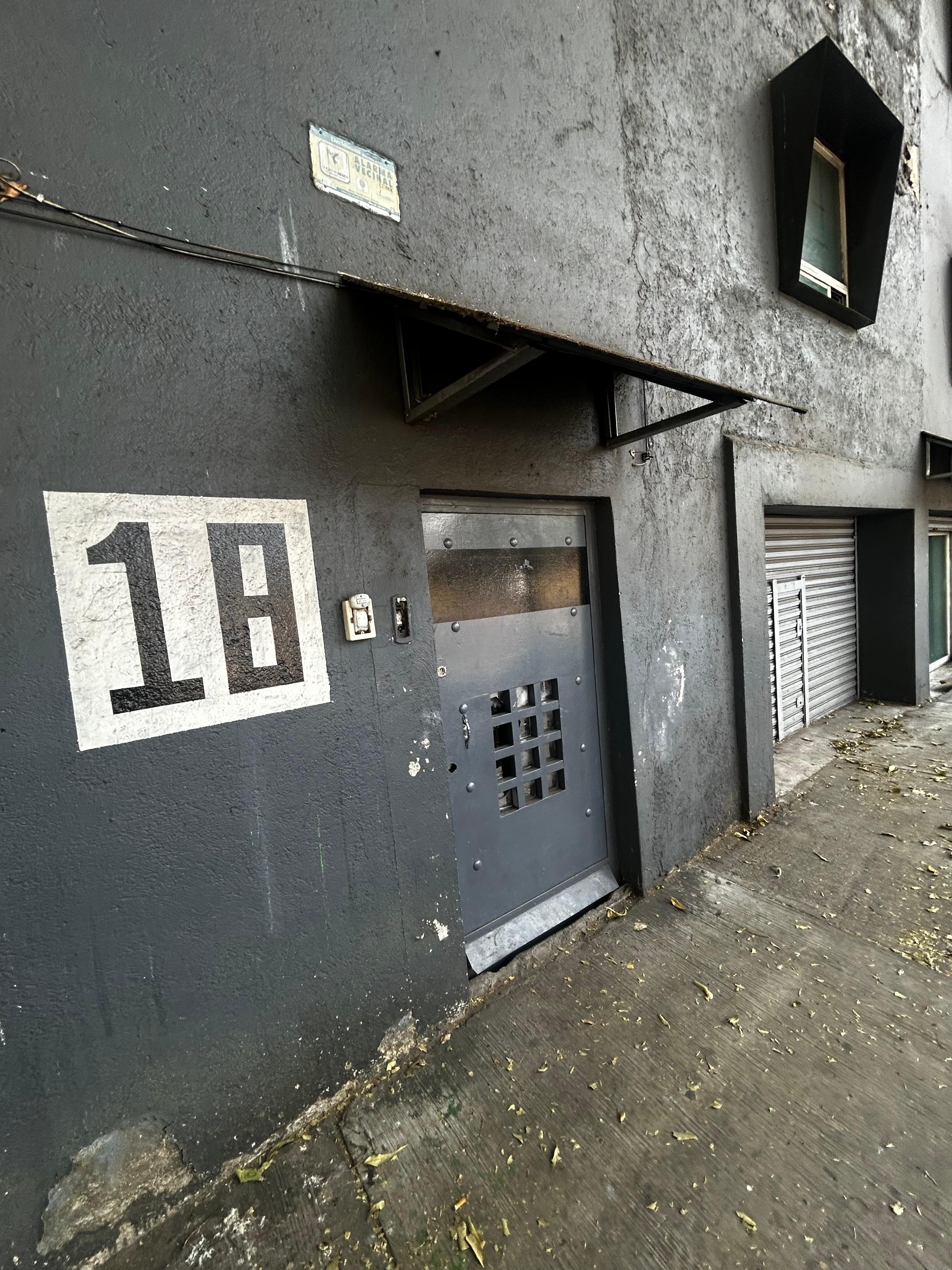 The front of the building