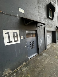 The front of the building