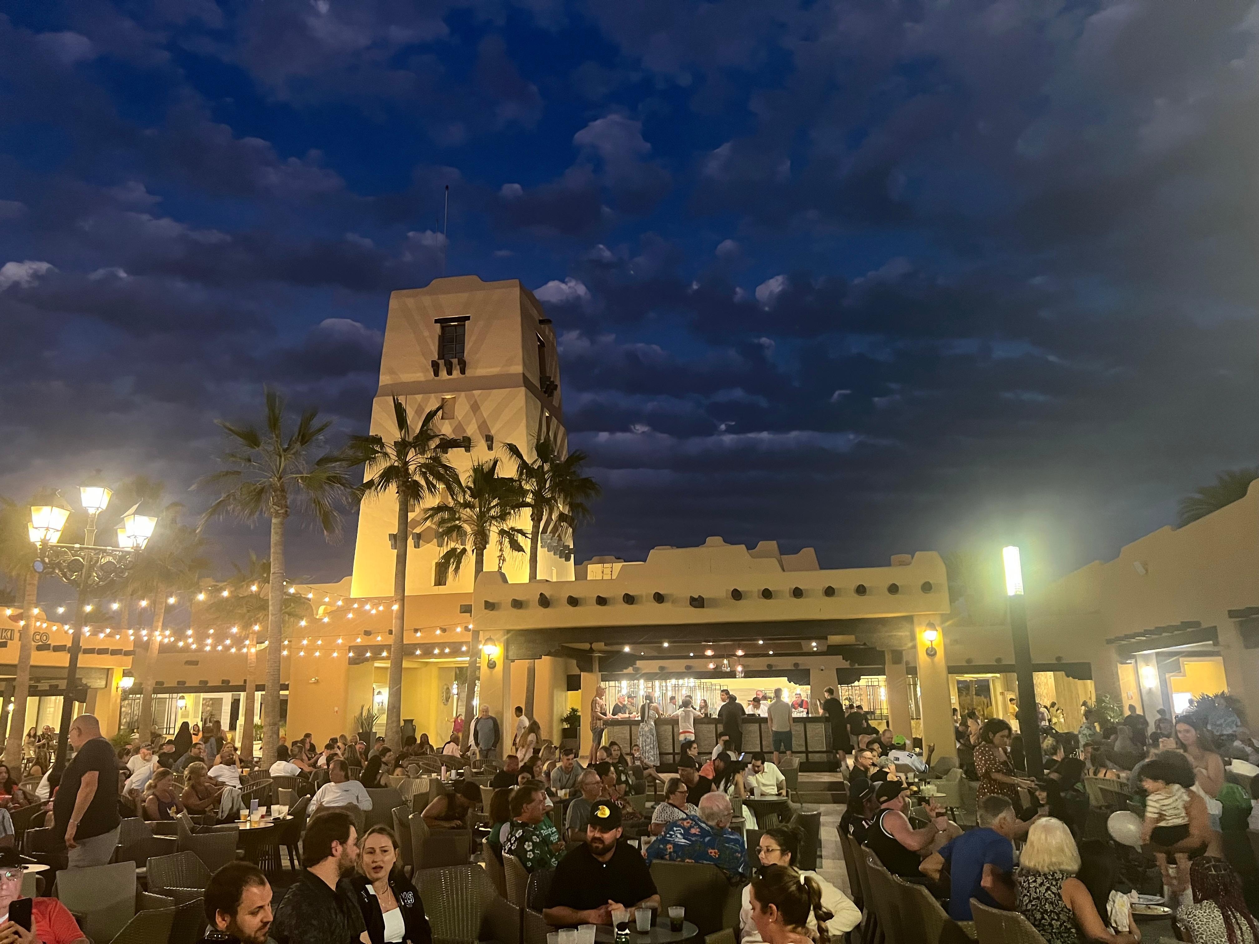 The sky at night from the courtyard. 