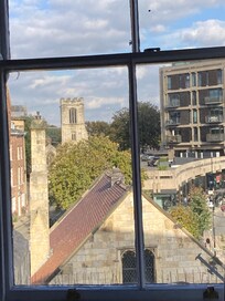 View of a York tower from the bedroom window.