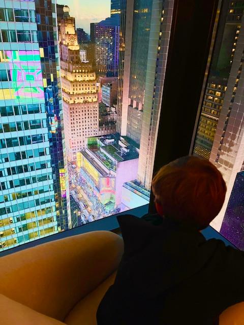 My son in awe of Times Square.