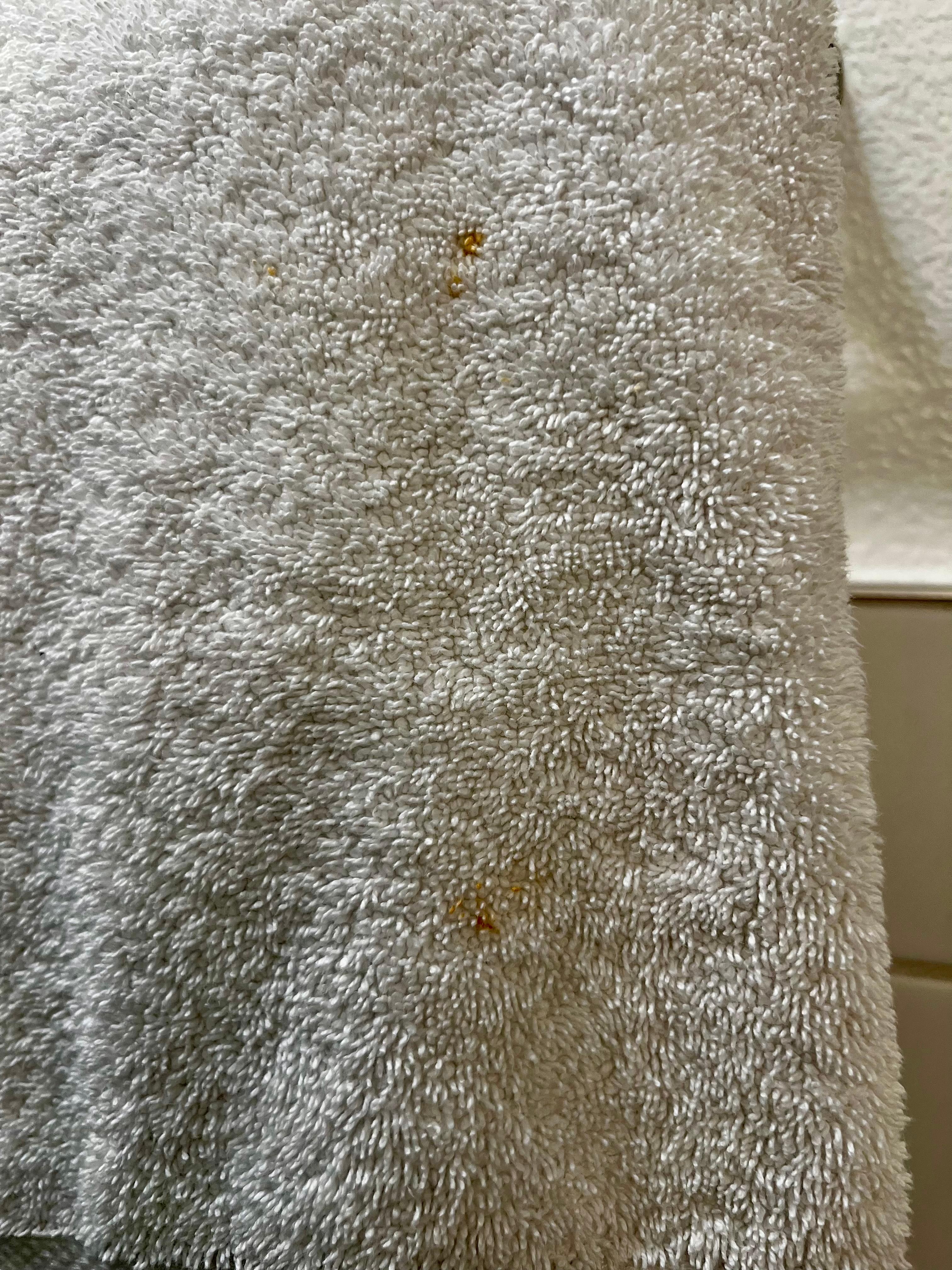 Blood stained bath towel