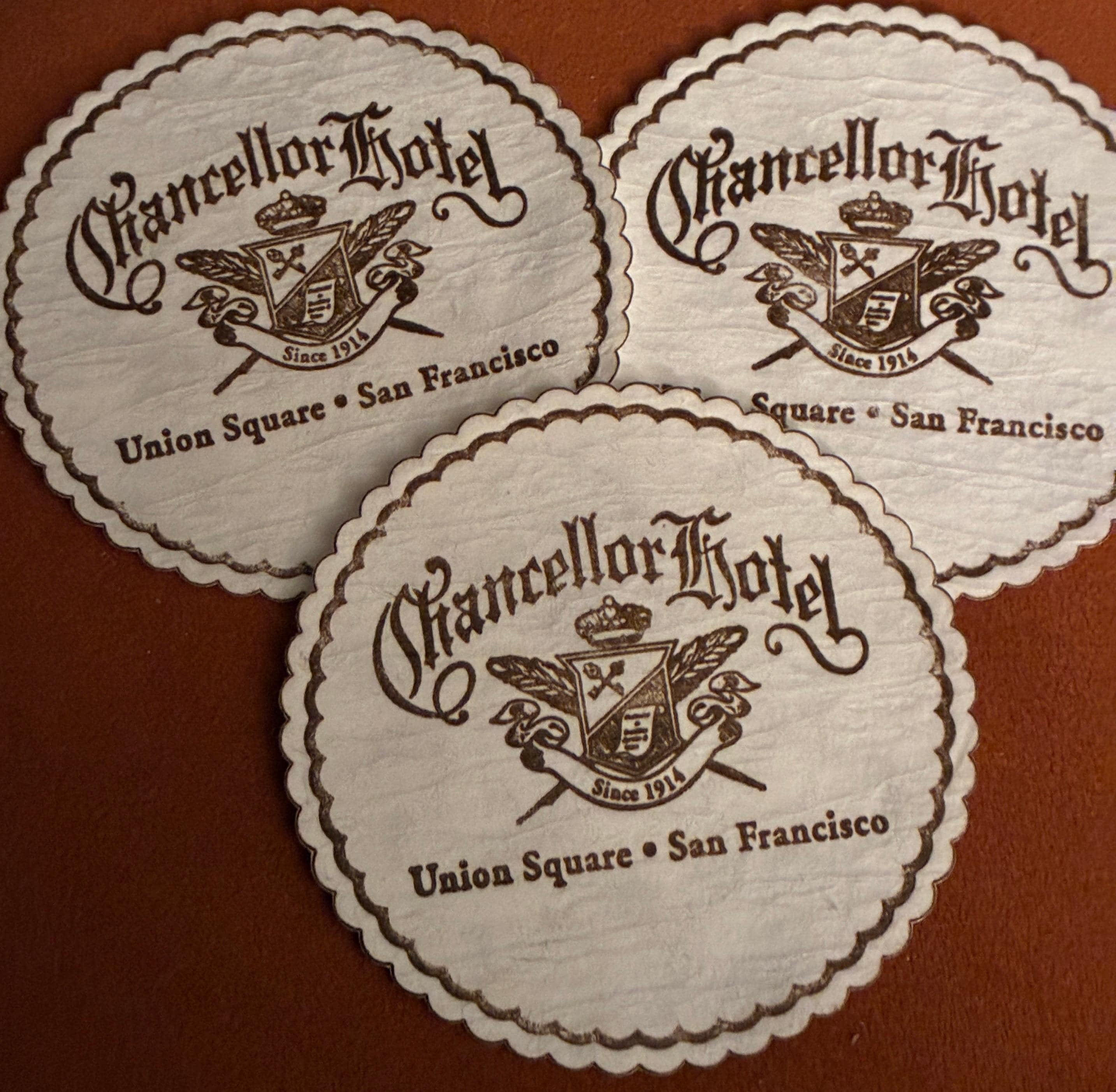 The Chancellor Hotel is over 100 years old and I loved the look of their paper coasters. So I snagged 3 of them. Don’t tell. 