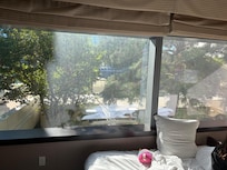 Panoramic view of dirty window