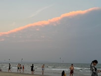 At the beach directly across the street from the property.