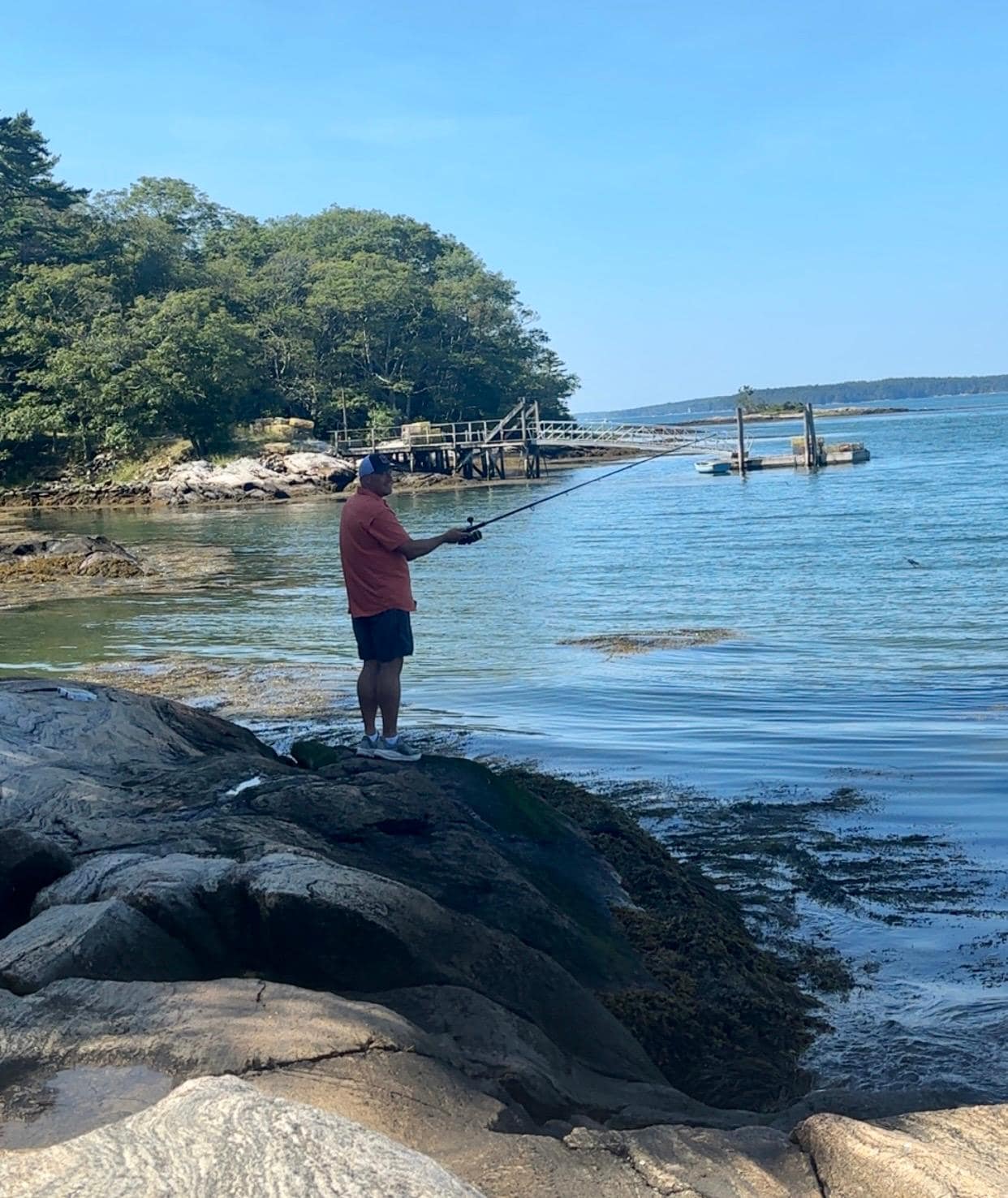 My husband loved fishing right off the rocks in the backyard! 