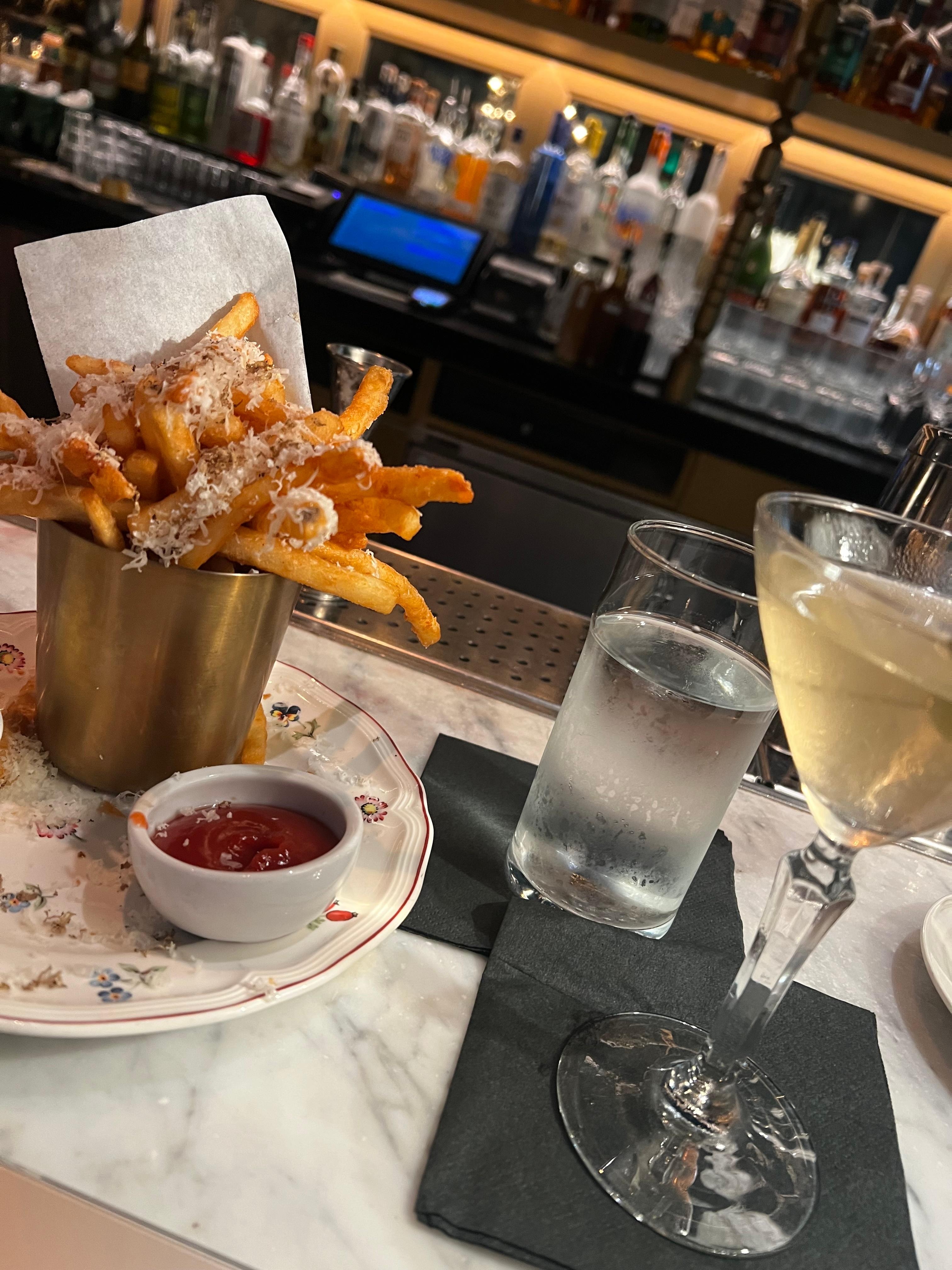 Great service and snacks at the bar at the Peacock Room. 