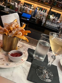 Great service and snacks at the bar at the Peacock Room.