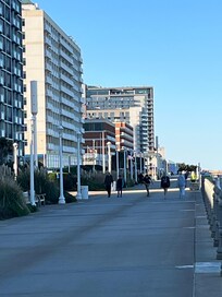 On the boardwalk of the hotel.