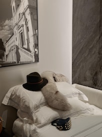 The chic living room area doubles as an extra bedroom with your own TV and full modern amenities