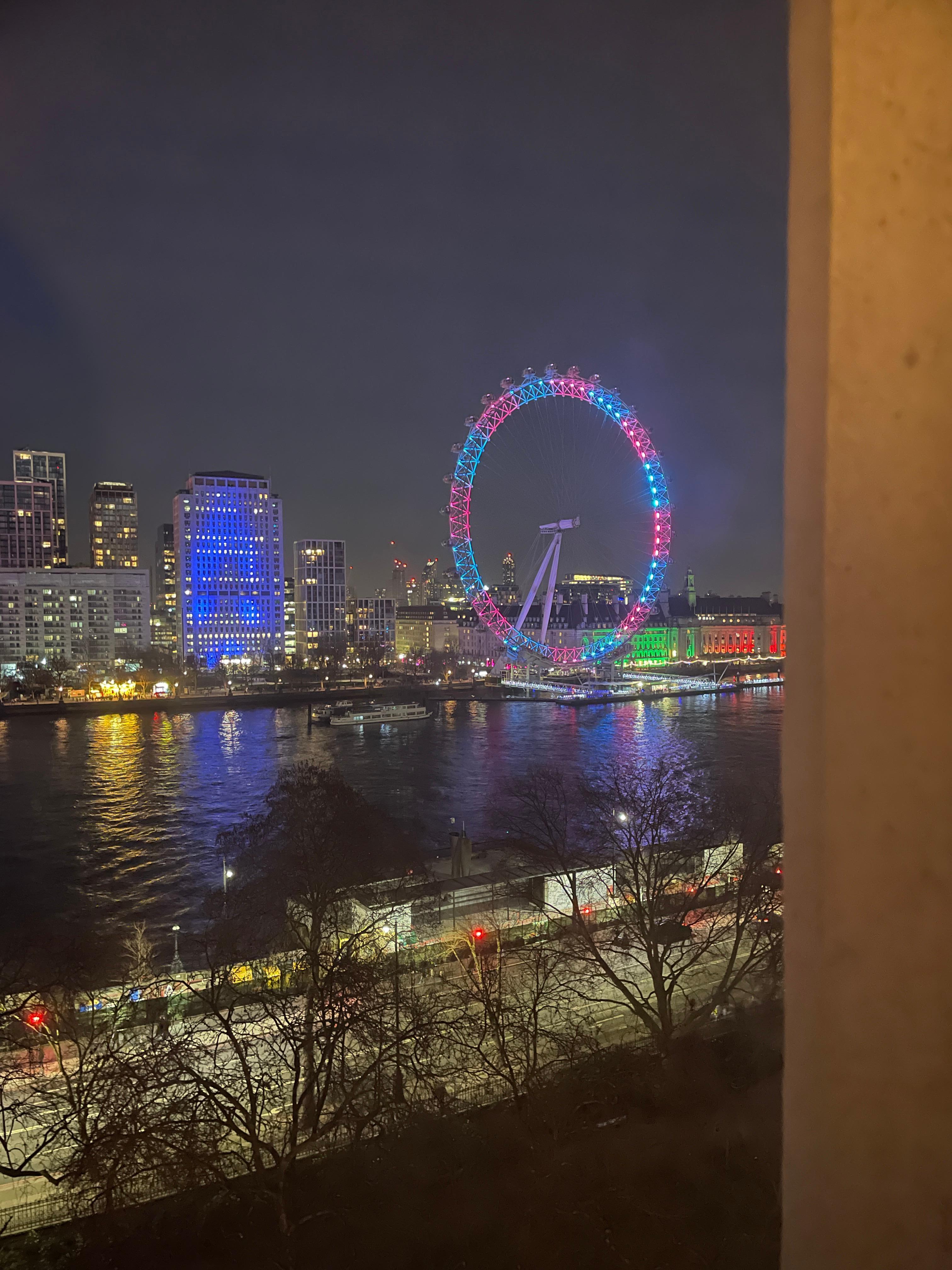 View of the river and the London Eye from our room