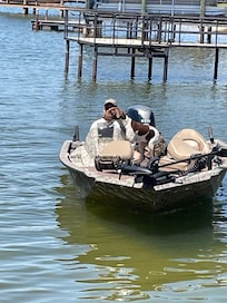 Idling up to the boat dock.