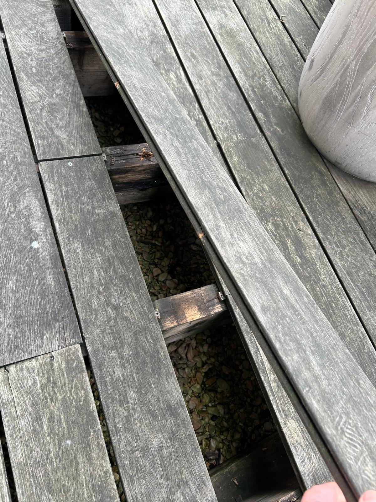 Broken decking on balcony 