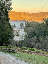 Morning fog in the valley below