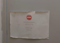 This was the sign on the only exit from our floor other than the lift