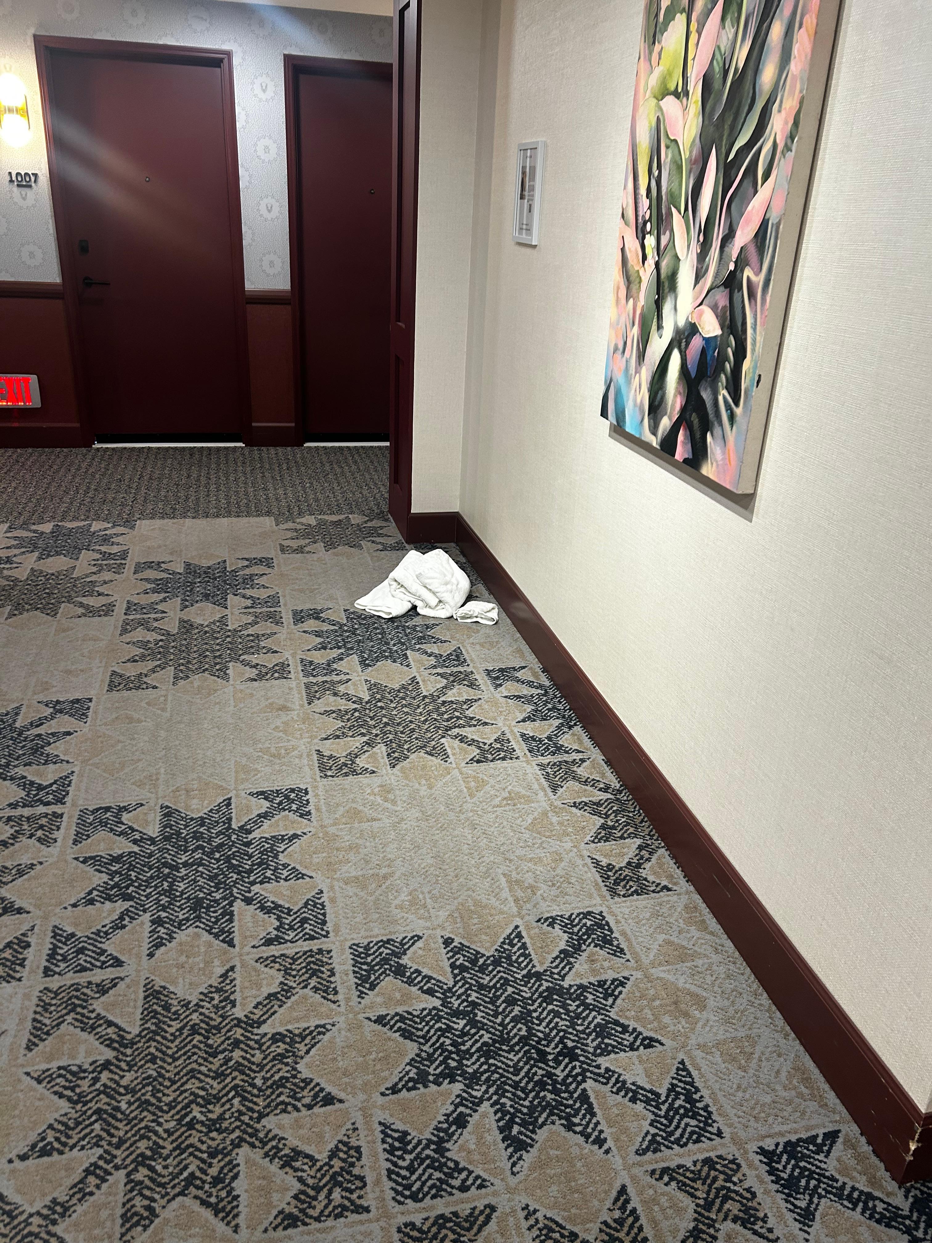 Random towels in the hallway