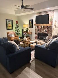 The host had this place decorated so cute for Christmas!