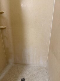 Back wall of shower had paint wearing off, which made it look like soap scum.