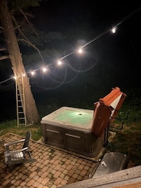 Hot tub under the lights and stars...
