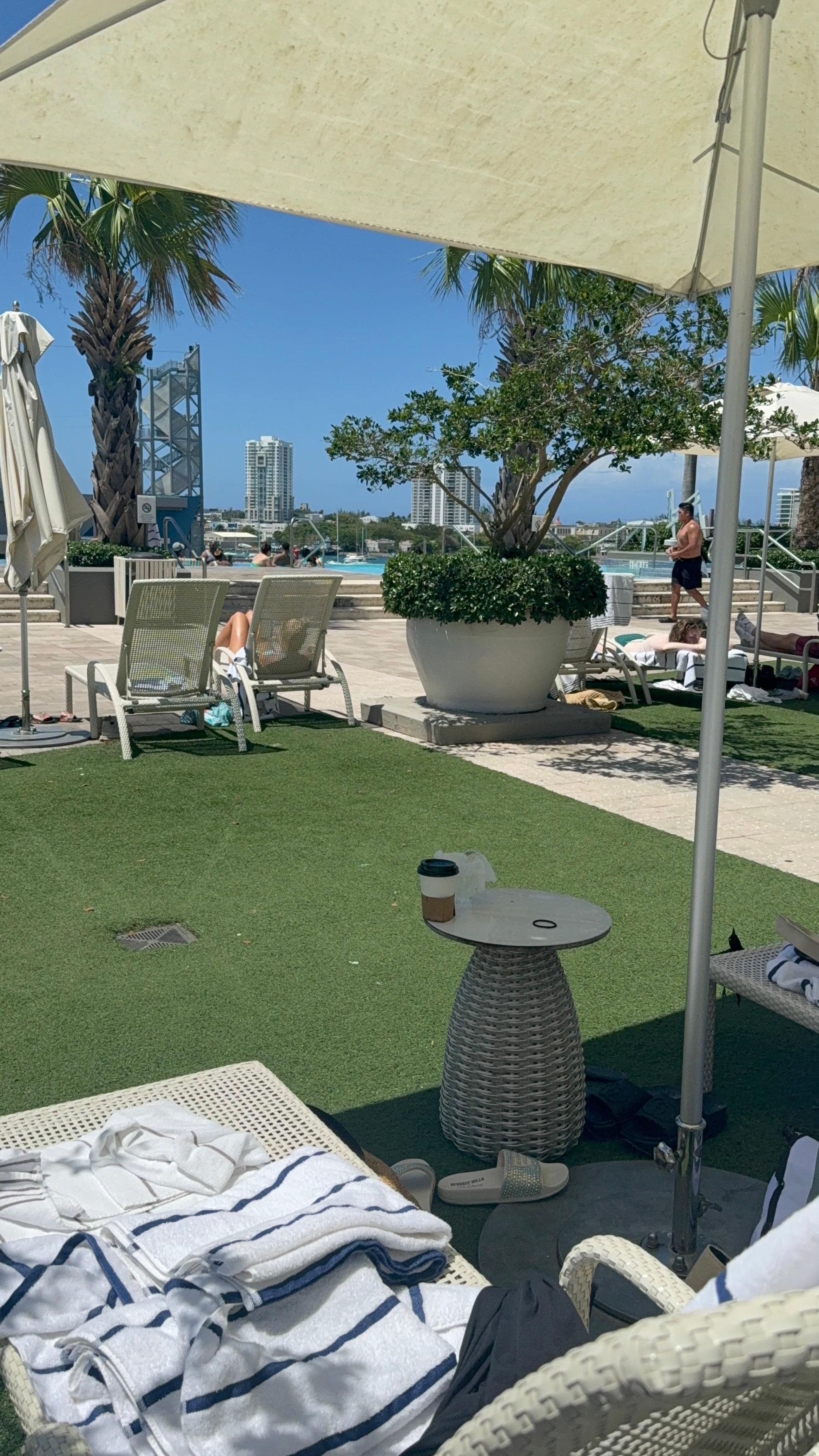 Chilling poolside on lounge.