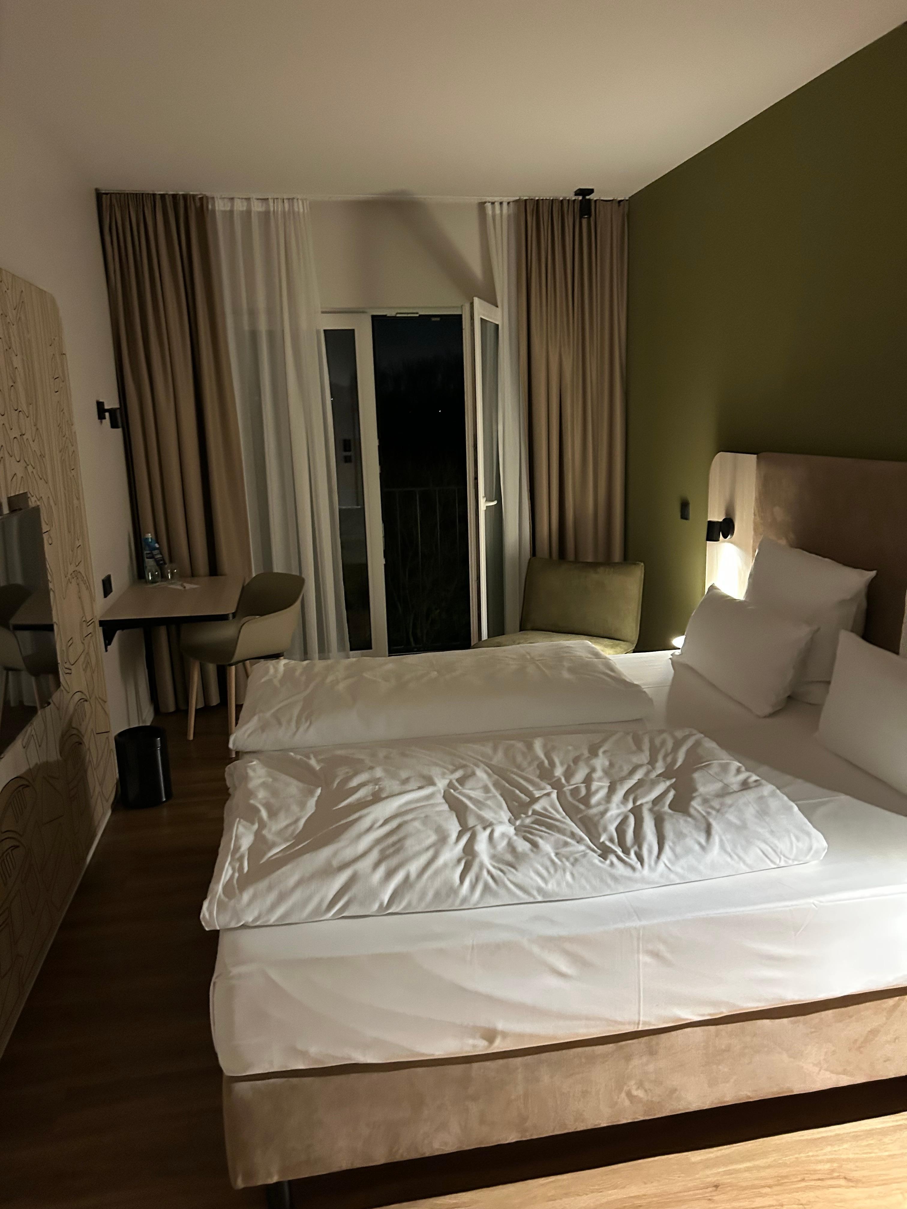 I took this picture after laying down so that is why you see a shape on the sheets 